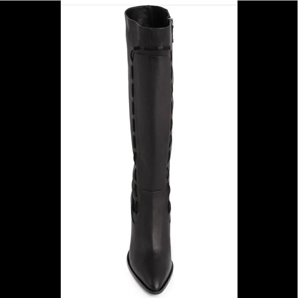 Sylven New York Women’s straps tall  leather  boot in black Sz 11, new in box